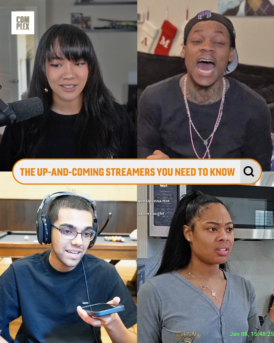 A collage of livestreamers, including Cinna (top left), Tylil (top right), N3ON (bottom left), and Zoespencer_ (bottom right).